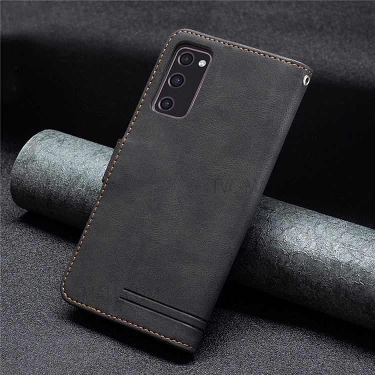 BINFEN COLOR BF09 Wallet Stand Design RFID Blocking Anti-swiping Leather Phone Case Cover for Samsung Galaxy S20 FE 4G/5G - Black-7