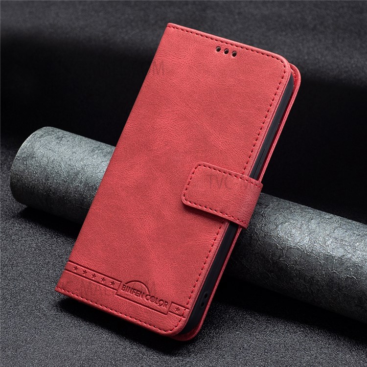 BINFEN COLOR BF09 Wallet Stand Design RFID Blocking Anti-swiping Leather Phone Case Cover for Samsung Galaxy S20 FE 4G/5G - Red-6