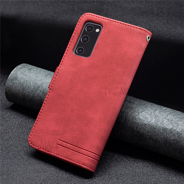 BINFEN COLOR BF09 Wallet Stand Design RFID Blocking Anti-swiping Leather Phone Case Cover for Samsung Galaxy S20 FE 4G/5G - Red-7