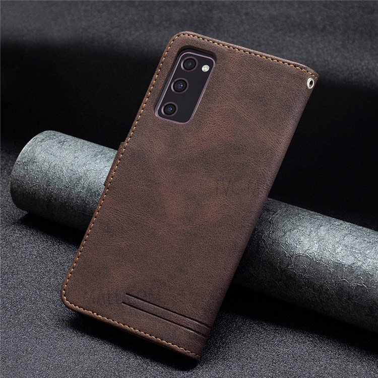 BINFEN COLOR BF09 Wallet Stand Design RFID Blocking Anti-swiping Leather Phone Case Cover for Samsung Galaxy S20 FE 4G/5G - Brown-7