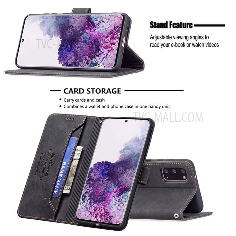 BINFEN COLOR BF09 RFID Blocking Anti-swiping Full Protection Leather Phone Wallet Case Stand Cover for Samsung Galaxy S20 - Black-2