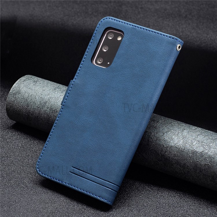 BINFEN COLOR BF09 RFID Blocking Anti-swiping Full Protection Leather Phone Wallet Case Stand Cover for Samsung Galaxy S20 - Blue-7