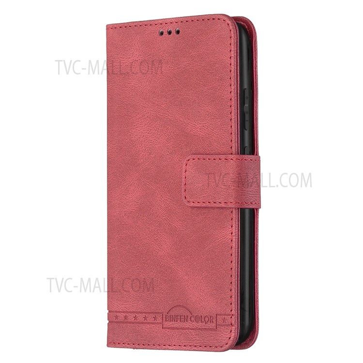 BINFEN COLOR BF09 RFID Blocking PU Leather Phone Case with Stand Wallet for Samsung Galaxy S21 Ultra 5G - Red-4