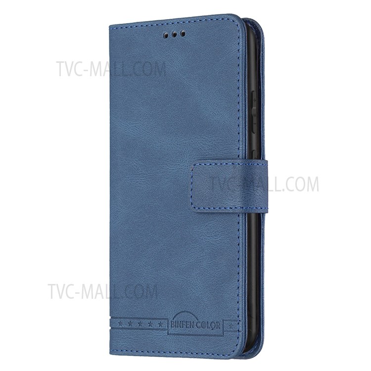 BINFEN COLOR BF09 RFID Blocking PU Leather Phone Case with Stand Wallet for Samsung Galaxy S21 Ultra 5G - Blue-4