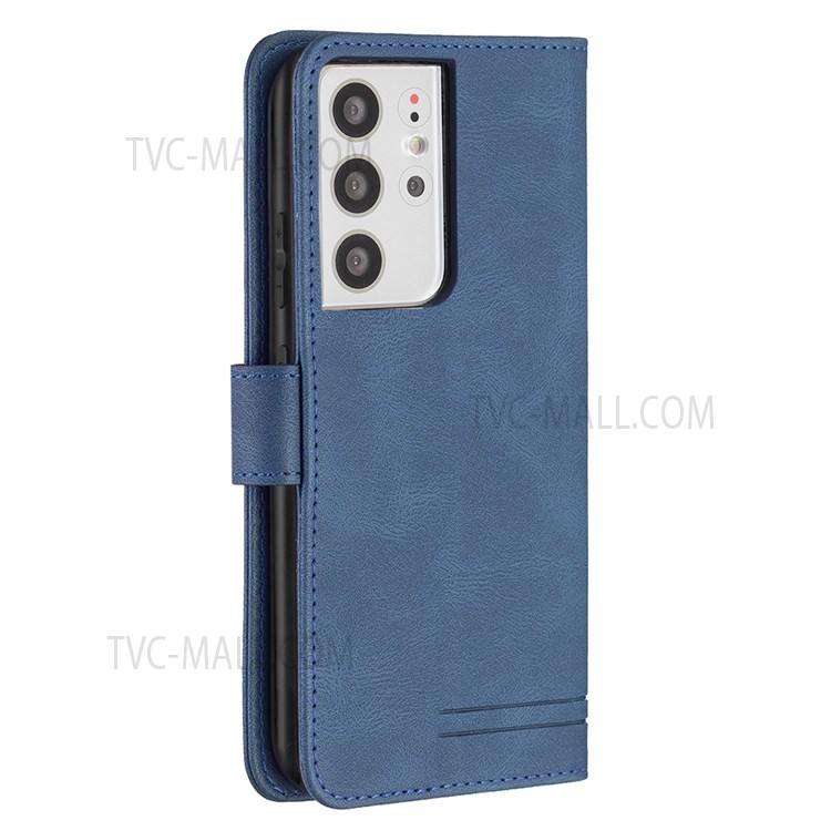 BINFEN COLOR BF09 RFID Blocking PU Leather Phone Case with Stand Wallet for Samsung Galaxy S21 Ultra 5G - Blue-5