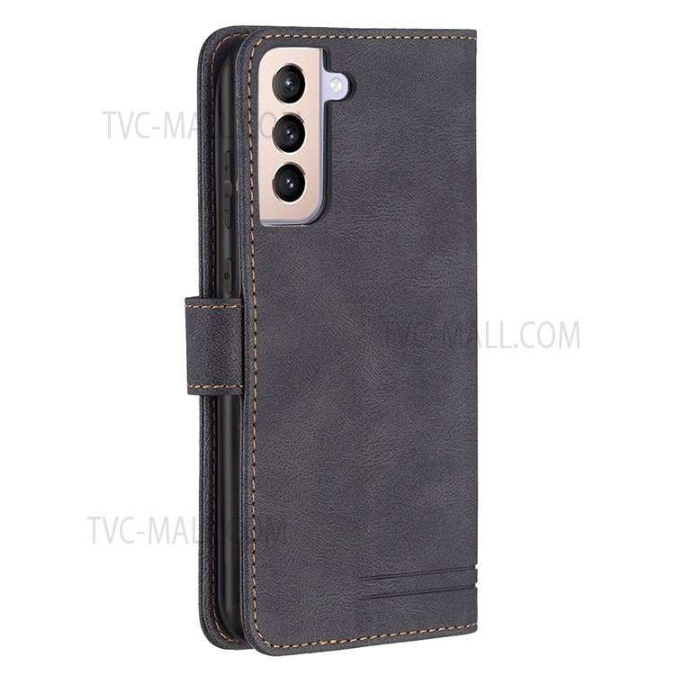 BINFEN COLOR BF09 RFID Blocking Stand Wallet Magnetic Closure Phone Case Protector for Samsung Galaxy S21+ 5G - Black-5