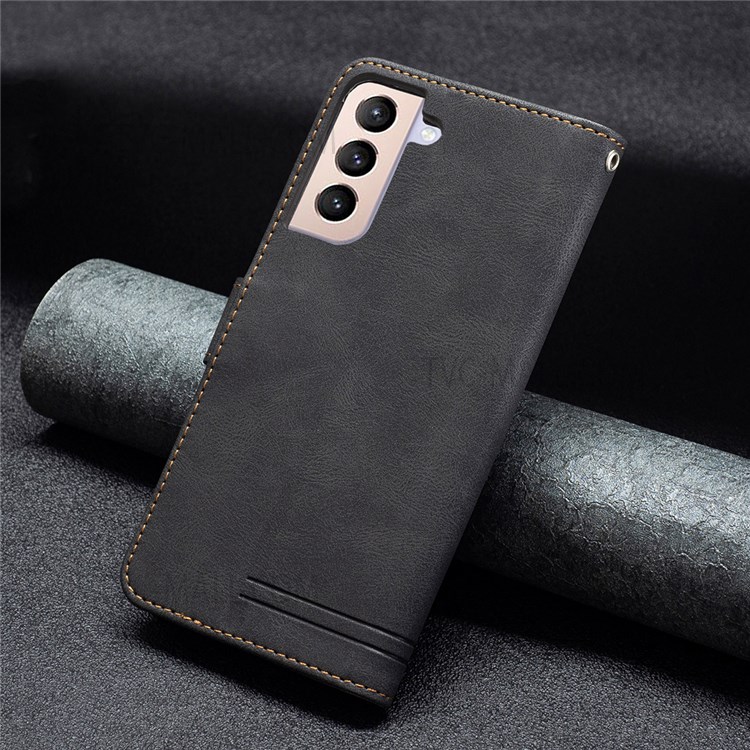 BINFEN COLOR BF09 RFID Blocking Stand Wallet Magnetic Closure Phone Case Protector for Samsung Galaxy S21+ 5G - Black-7