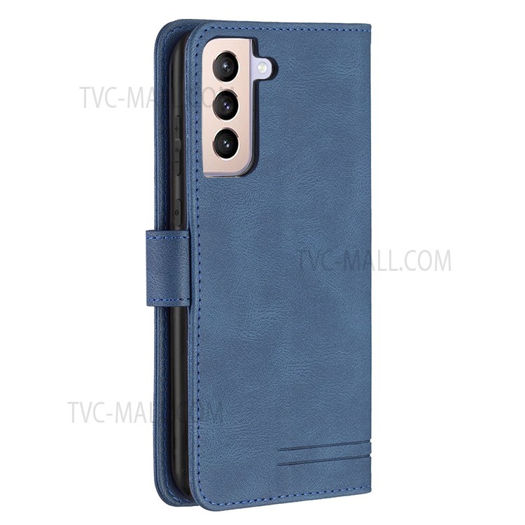 BINFEN COLOR BF09 RFID Blocking Stand Wallet Magnetic Closure Phone Case Protector for Samsung Galaxy S21+ 5G - Blue-5