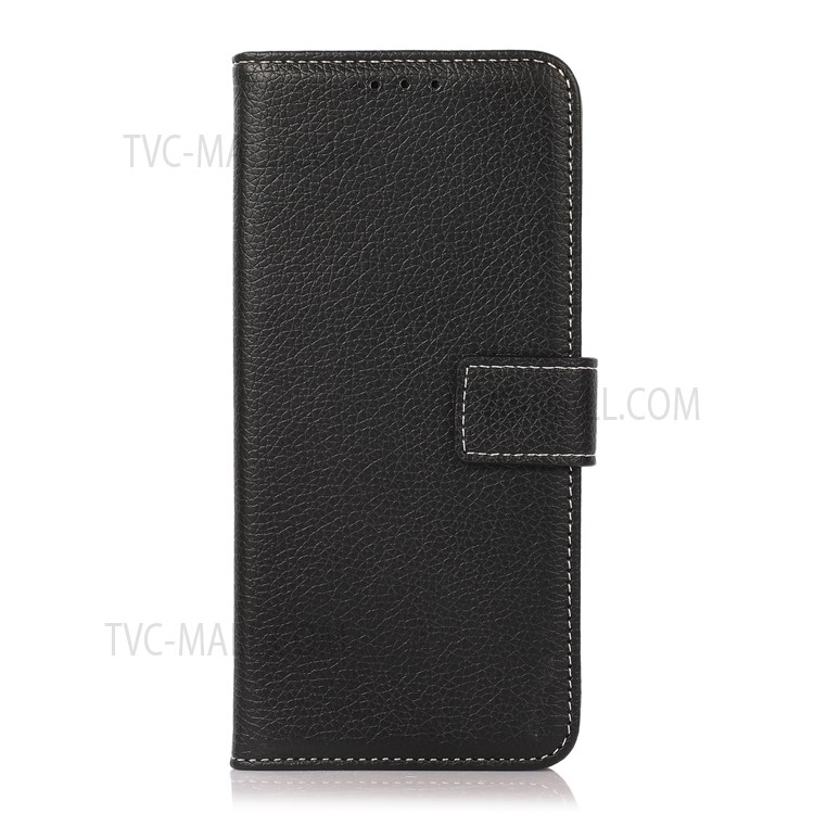 Well-protected Flip Design Litchi Texture PU Leather Wallet Magnetic Closure Stand Protective Cover for Samsung Galaxy M52 5G - Black-2