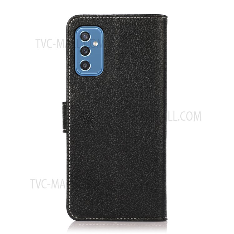 Well-protected Flip Design Litchi Texture PU Leather Wallet Magnetic Closure Stand Protective Cover for Samsung Galaxy M52 5G - Black-3
