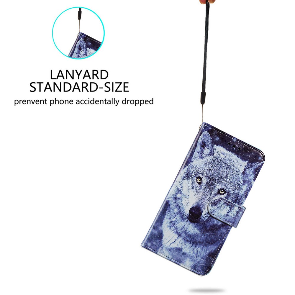 Pattern Printing PU Leather Wallet Book Folio Protective Stand Cover with Wrist Strap for Samsung Galaxy S22 Plus - Wolf-2
