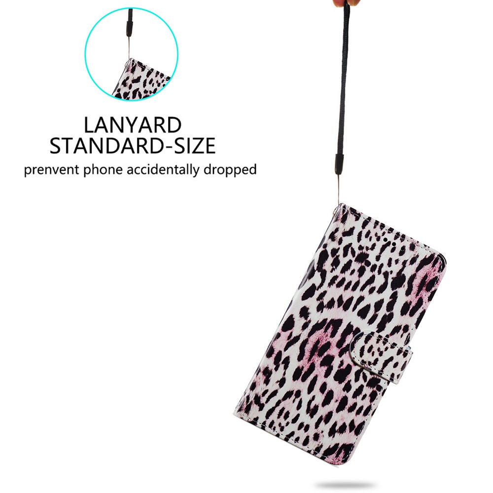Pattern Printing PU Leather Wallet Book Folio Protective Stand Cover with Wrist Strap for Samsung Galaxy S22 Plus - Leopard-2