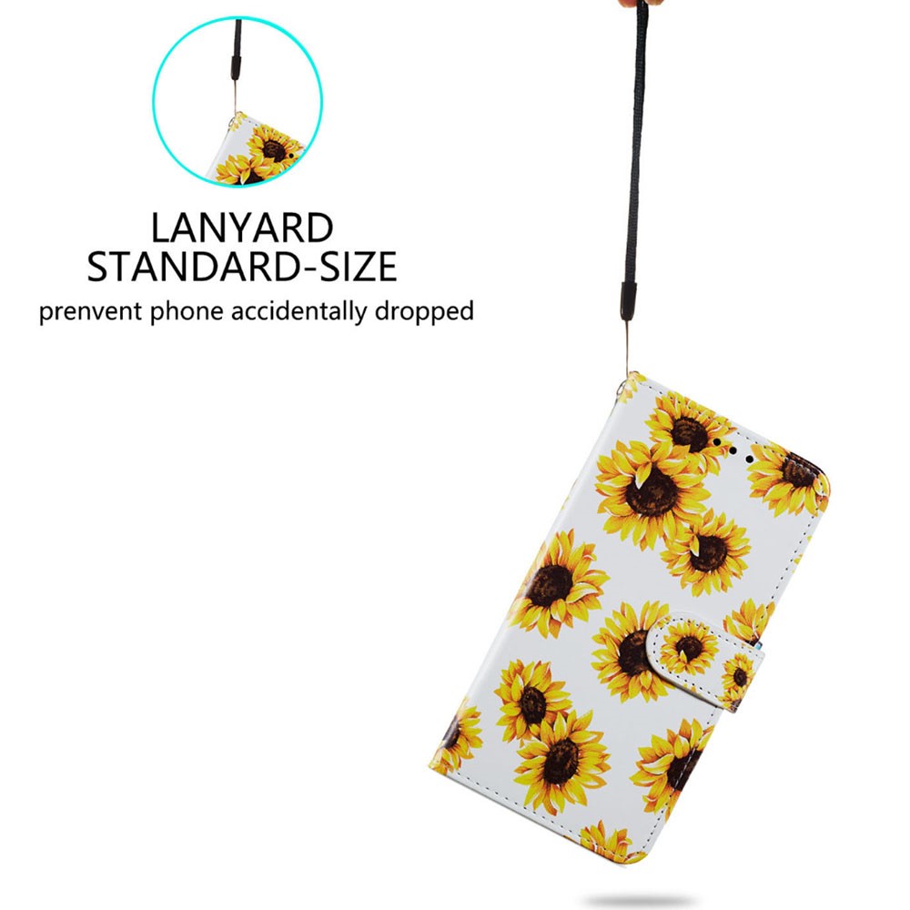 Pattern Printing PU Leather Wallet Book Folio Protective Stand Cover with Wrist Strap for Samsung Galaxy S22 Plus - Sunflower-2