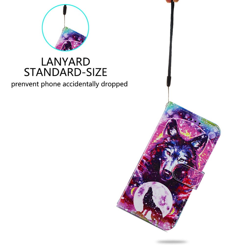 Pattern Printing PU Leather Wallet Book Folio Protective Stand Cover with Wrist Strap for Samsung Galaxy S22 Plus - Wolf Totem-2
