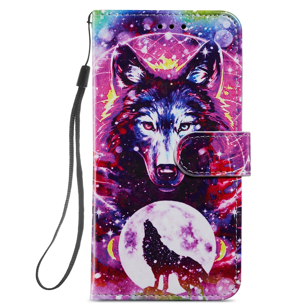 Pattern Printing PU Leather Wallet Book Folio Protective Stand Cover with Wrist Strap for Samsung Galaxy S22 Plus - Wolf Totem-3