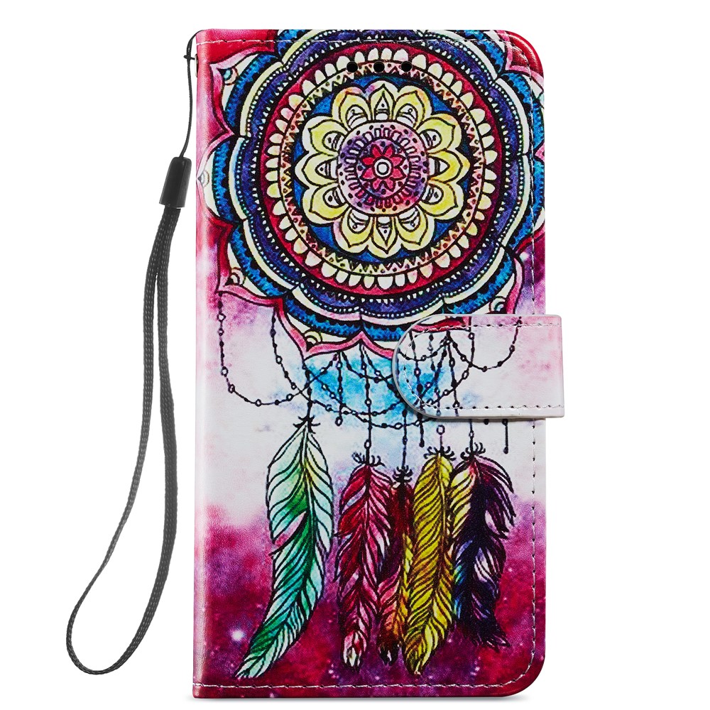 Pattern Printing PU Leather Wallet Book Folio Protective Stand Cover with Wrist Strap for Samsung Galaxy S22 Plus - Dream Catcher-3