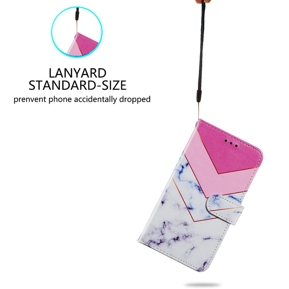 Pattern Printing PU Leather Wallet Book Folio Protective Stand Cover with Wrist Strap for Samsung Galaxy S22 Plus - Smoke Marble-2