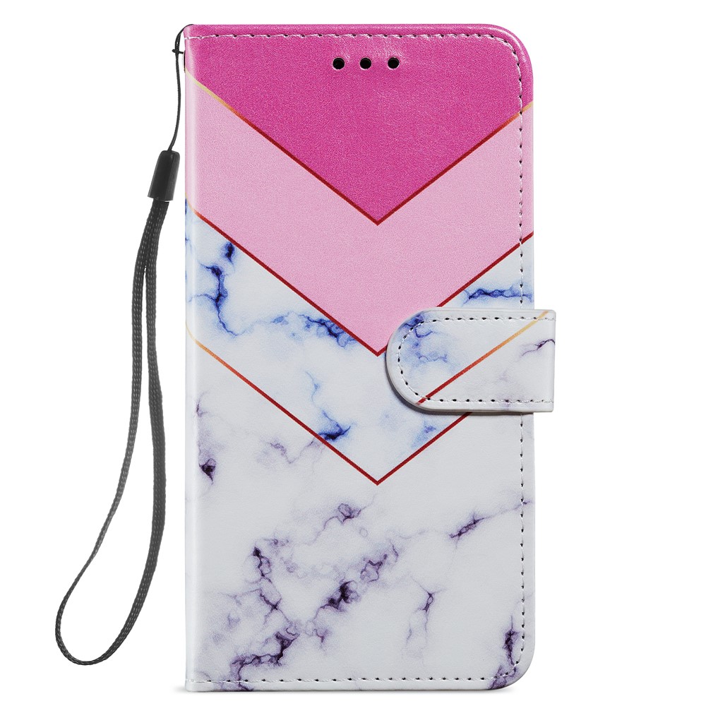 Pattern Printing PU Leather Wallet Book Folio Protective Stand Cover with Wrist Strap for Samsung Galaxy S22 Plus - Smoke Marble-3
