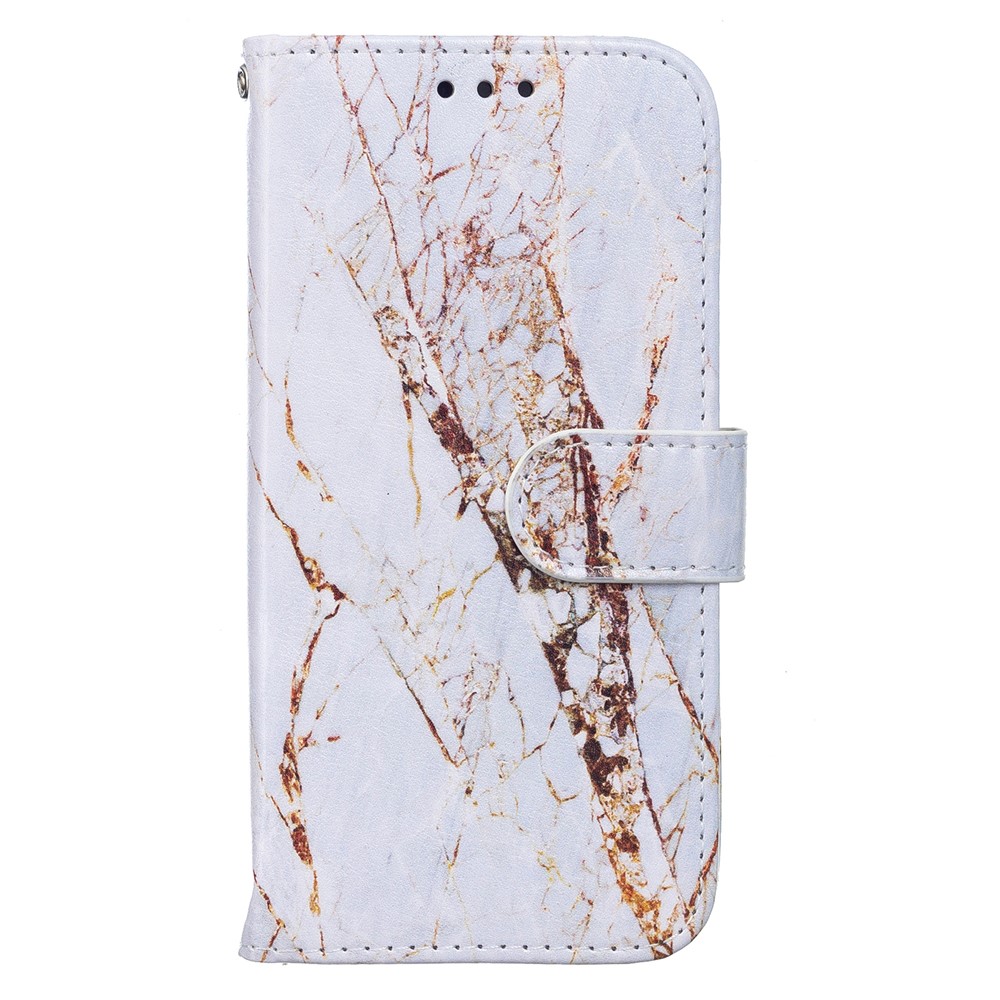 Pattern Printing PU Leather Wallet Book Folio Protective Stand Cover with Wrist Strap for Samsung Galaxy S22 Plus - White Gravel-2