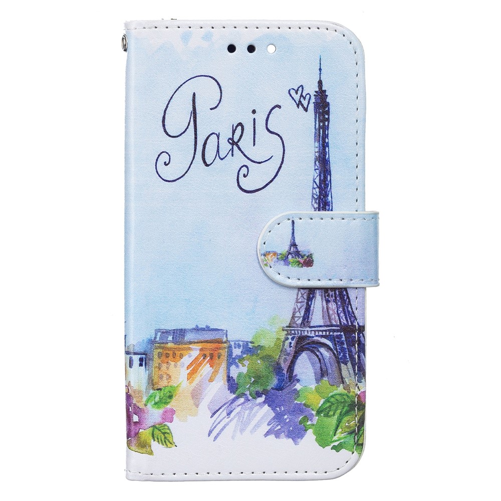 Pattern Printing PU Leather Wallet Book Folio Protective Stand Cover with Wrist Strap for Samsung Galaxy S22 Plus - Tower-2