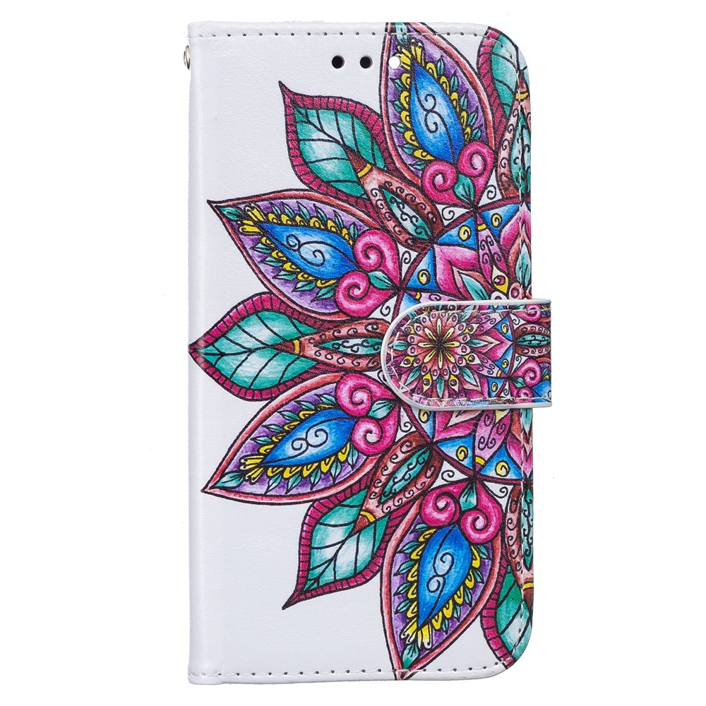 Pattern Printing PU Leather Wallet Book Folio Protective Stand Cover with Wrist Strap for Samsung Galaxy S22 Plus - Flower-2