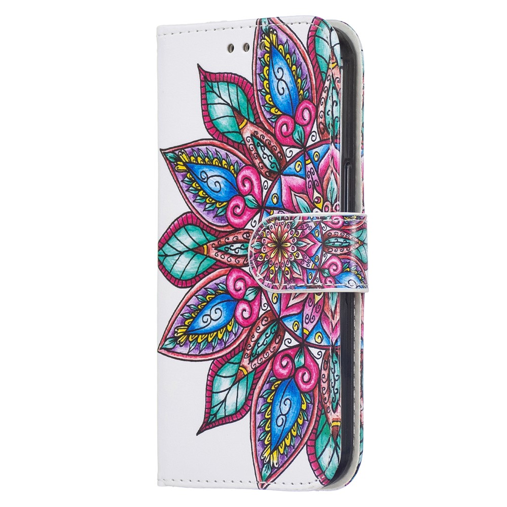 Pattern Printing PU Leather Wallet Book Folio Protective Stand Cover with Wrist Strap for Samsung Galaxy S22 Plus - Flower-3