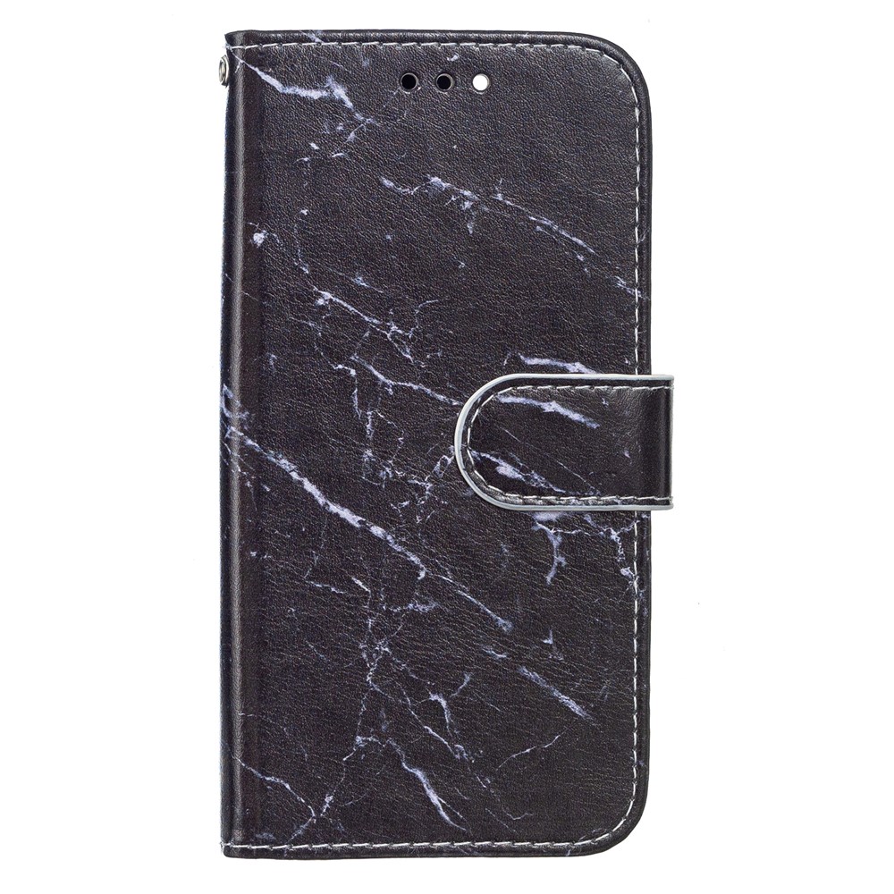 Pattern Printing PU Leather Wallet Book Folio Protective Stand Cover with Wrist Strap for Samsung Galaxy S22 Plus - Black Marble-2