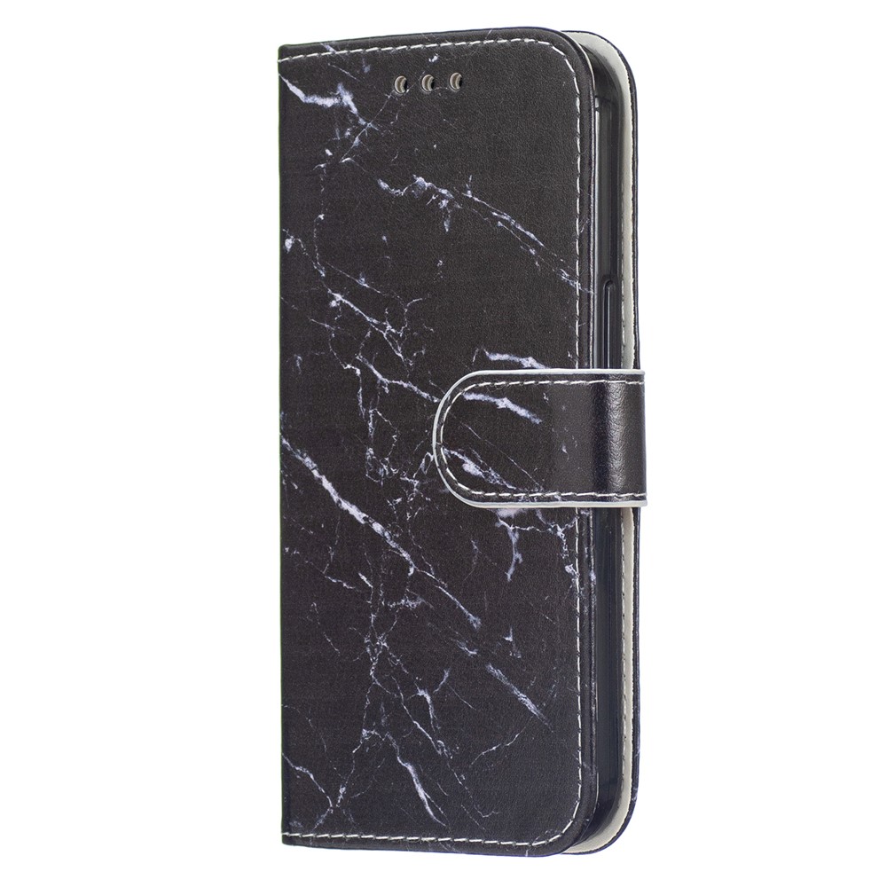 Pattern Printing PU Leather Wallet Book Folio Protective Stand Cover with Wrist Strap for Samsung Galaxy S22 Plus - Black Marble-3