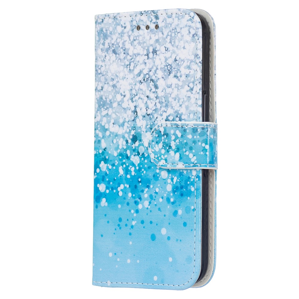 Pattern Printing PU Leather Wallet Book Folio Protective Stand Cover with Wrist Strap for Samsung Galaxy S22 Plus - Sea Water/Sand-3