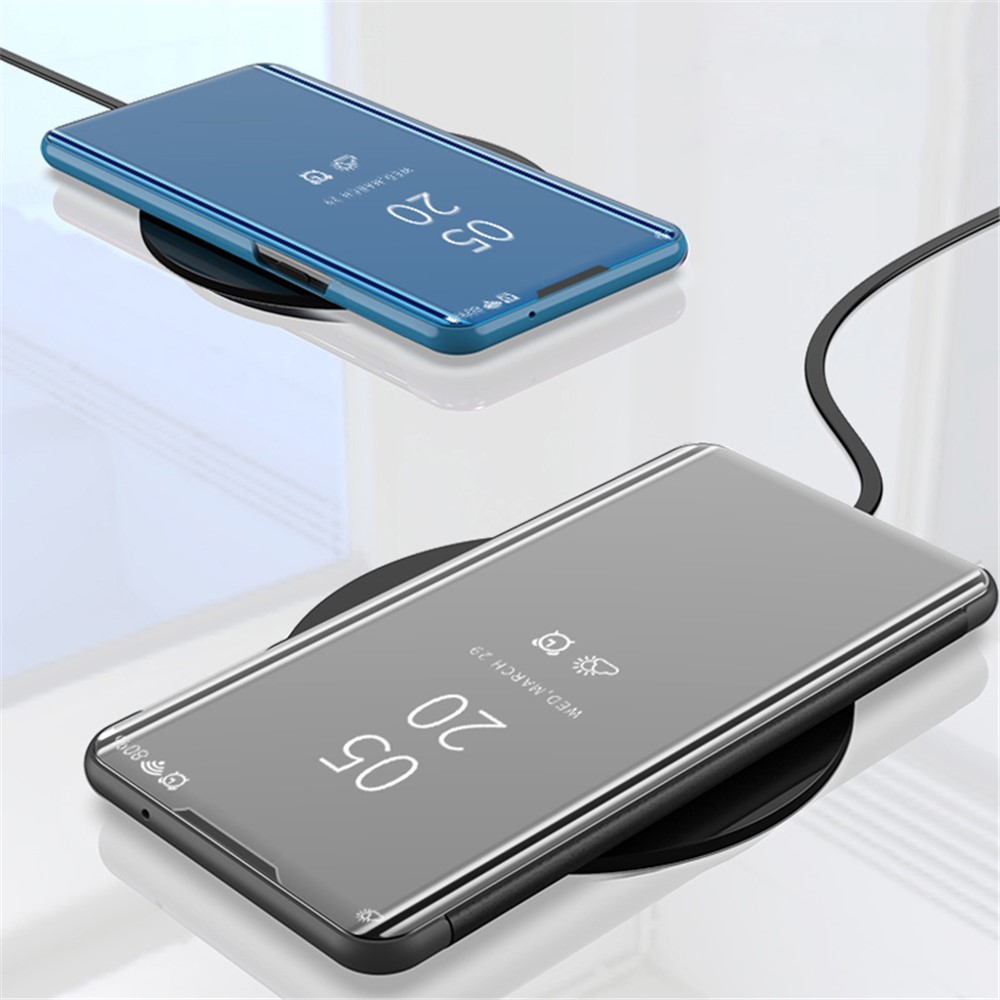 Electroplating Mirror Design Light Slim Anti-drop Clear View Window Screen Display Flip Phone Cover with Stand for Samsung Galaxy M52 5G - Cool Black-5