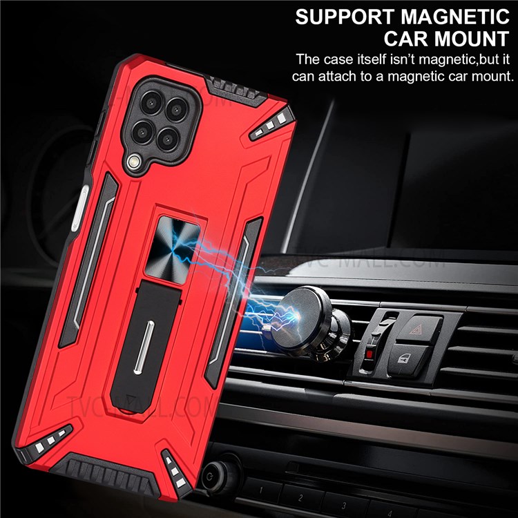 Precise Cutout Car Mount Kickstand Dual Layer Well-protected Anti-drop Hybrid Anti-scratch PC + TPU Case Shell for Samsung Galaxy A22 4G (EU Version) - Red-3