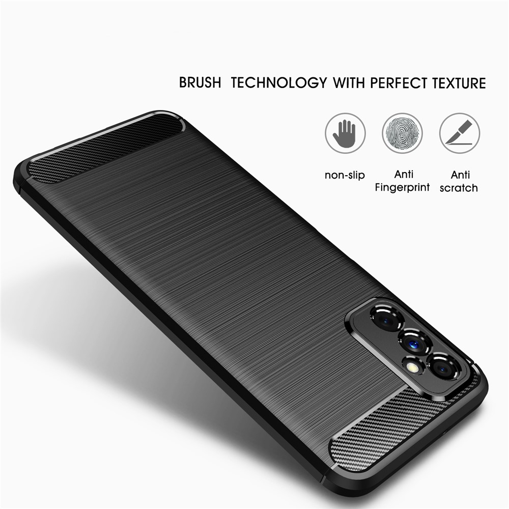 Carbon Fiber Brushed Texture Anti-scratch Shockproof Soft TPU Non-slip Phone Cover for Samsung Galaxy M52 5G - Black-3