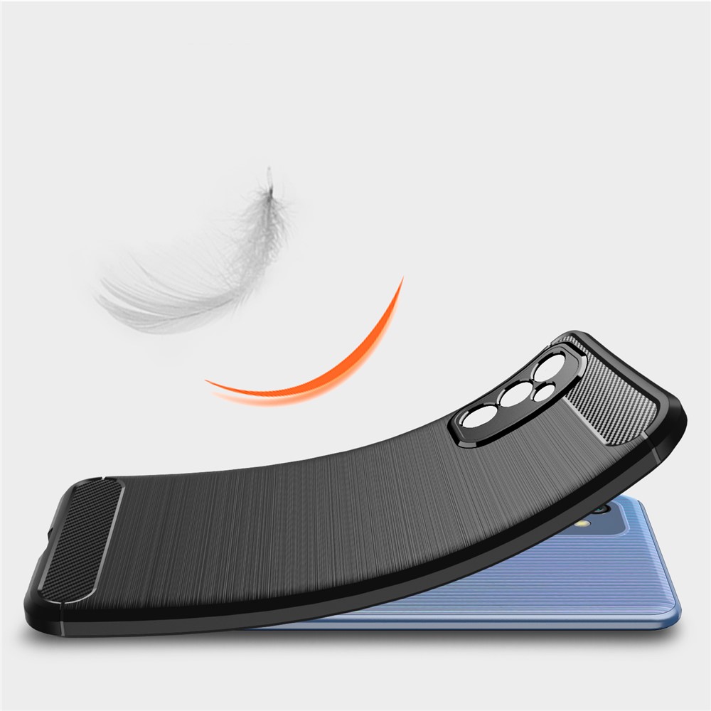 Carbon Fiber Brushed Texture Anti-scratch Shockproof Soft TPU Non-slip Phone Cover for Samsung Galaxy M52 5G - Black-6