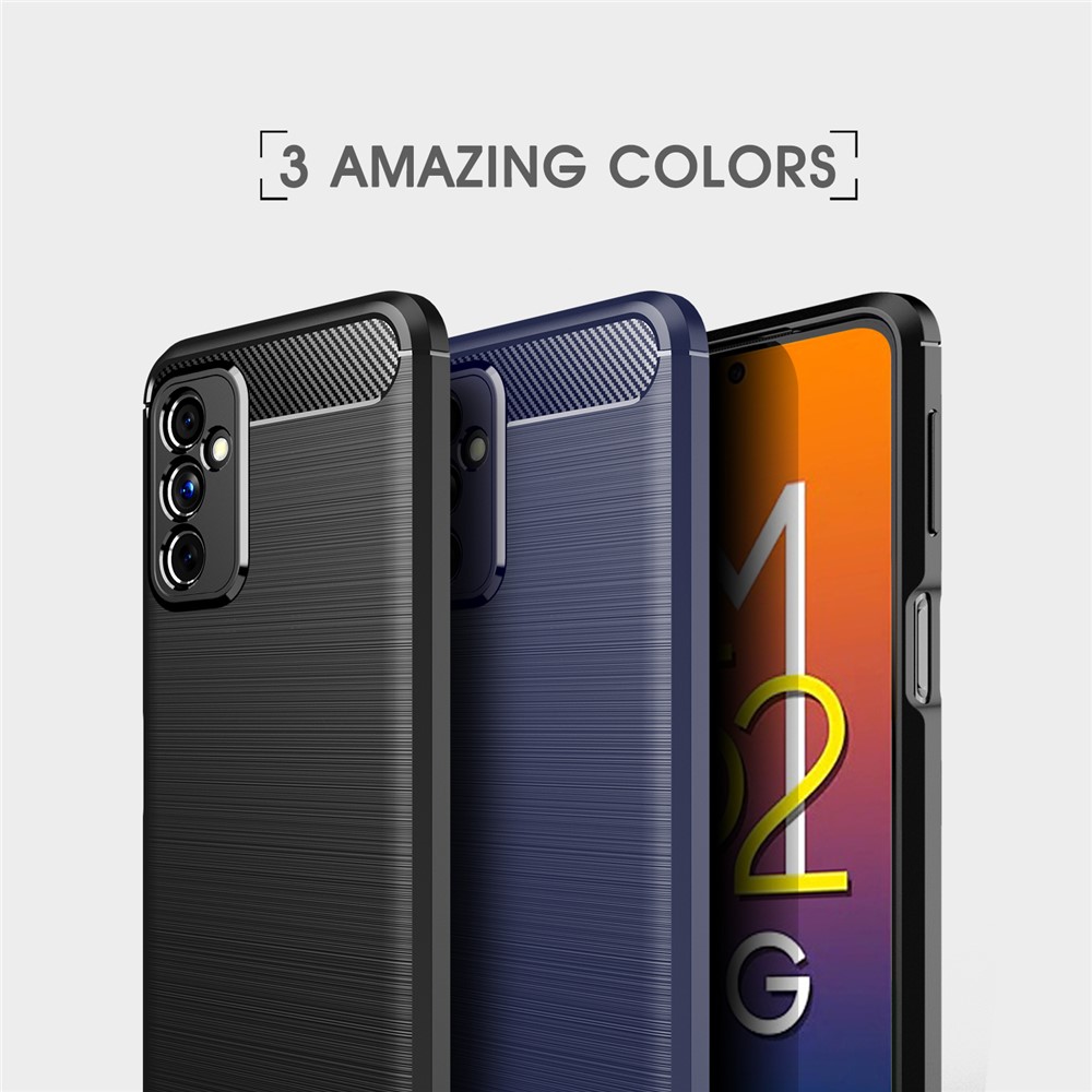 Carbon Fiber Brushed Texture Anti-scratch Shockproof Soft TPU Non-slip Phone Cover for Samsung Galaxy M52 5G - Black-9