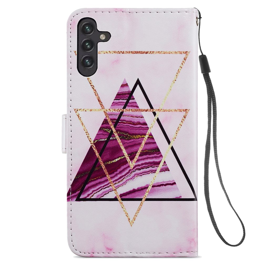 Full Body Cute Pattern Printing PU Leather Folio Stand Wallet Cover with Wrist Strap for Samsung Galaxy A13 5G - Tri-color Marble-4