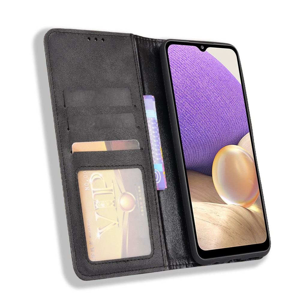 For Samsung Galaxy A13 5G Retro Textured Surface Anti-Drop Phone Leather Case Wallet Stand Cover - Black-4