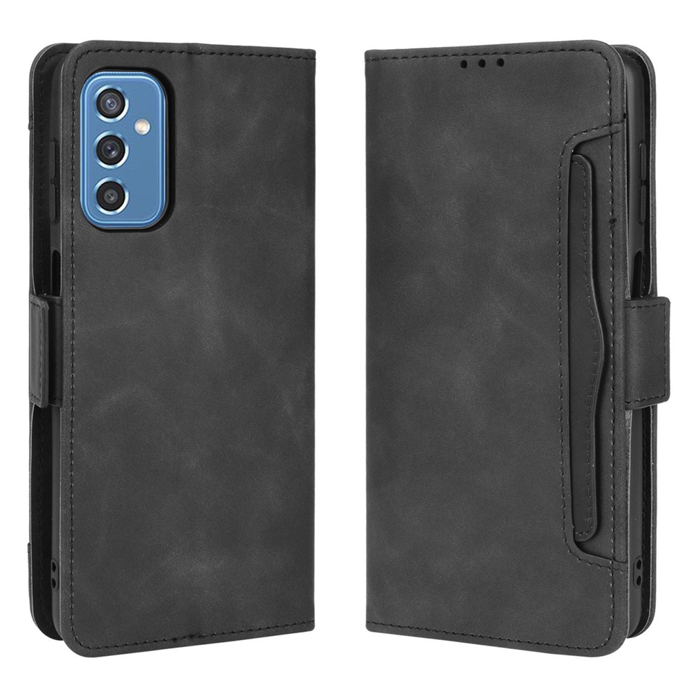 Ultra-thin Phone Case Multiple Card Slot Design TPU+PU Leather Wallet Cover Protector for Samsung Galaxy M52 5G - Black-1