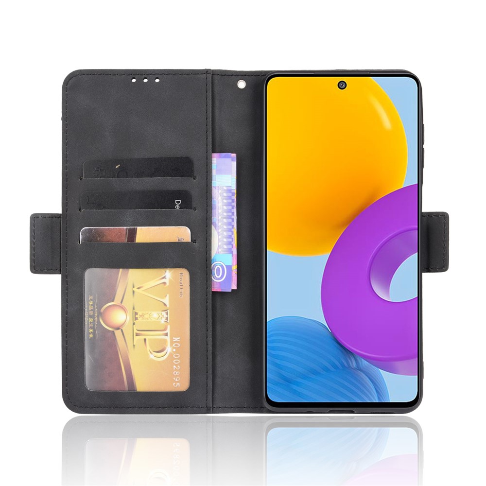 Ultra-thin Phone Case Multiple Card Slot Design TPU+PU Leather Wallet Cover Protector for Samsung Galaxy M52 5G - Black-4