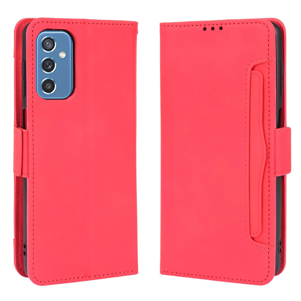 Ultra-thin Phone Case Multiple Card Slot Design TPU+PU Leather Wallet Cover Protector for Samsung Galaxy M52 5G - Red-1