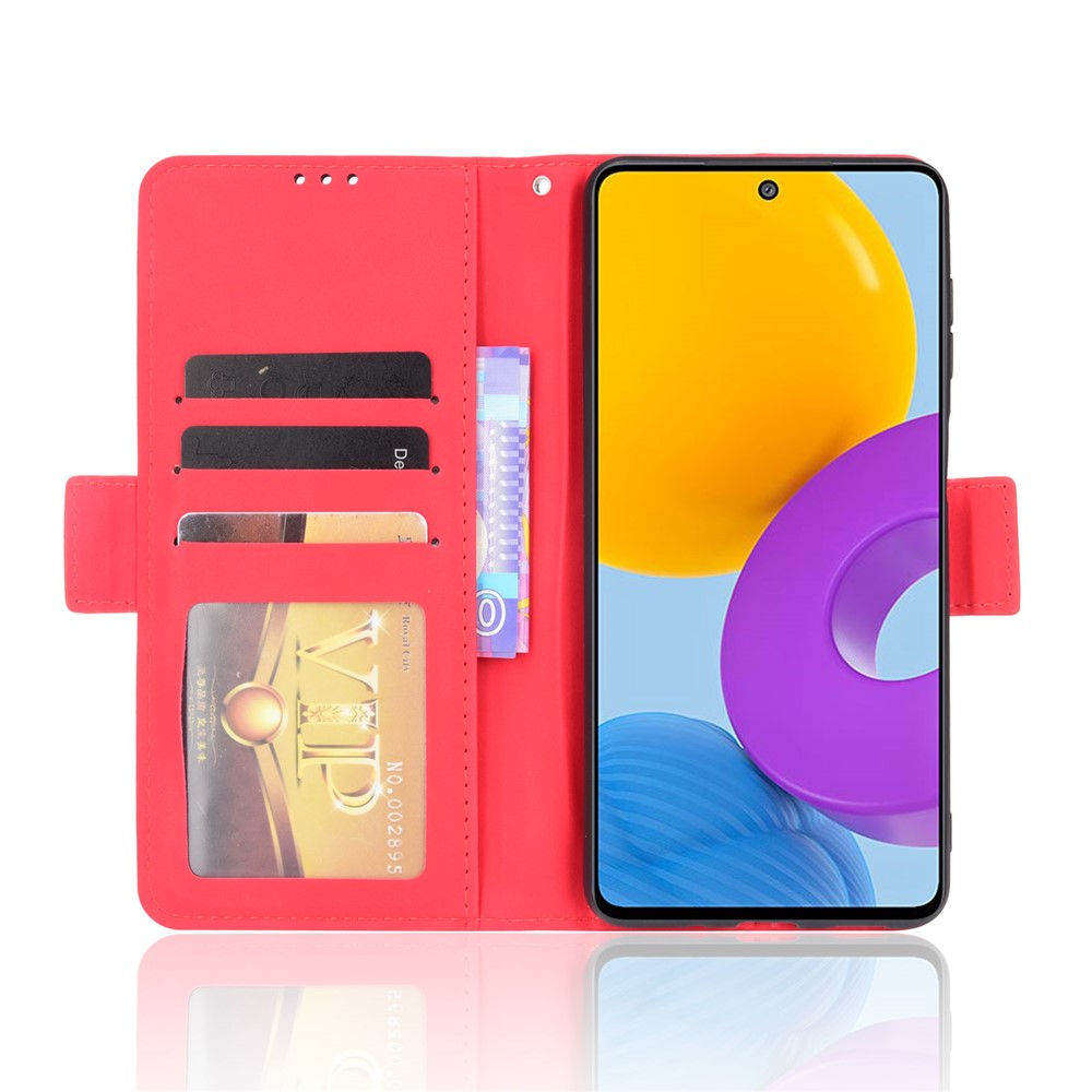Ultra-thin Phone Case Multiple Card Slot Design TPU+PU Leather Wallet Cover Protector for Samsung Galaxy M52 5G - Red-4