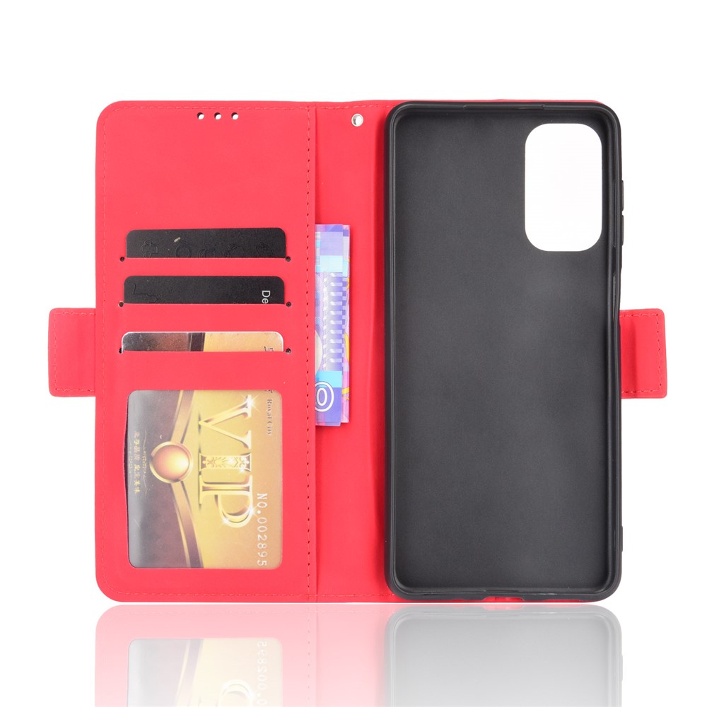 Ultra-thin Phone Case Multiple Card Slot Design TPU+PU Leather Wallet Cover Protector for Samsung Galaxy M52 5G - Red-6