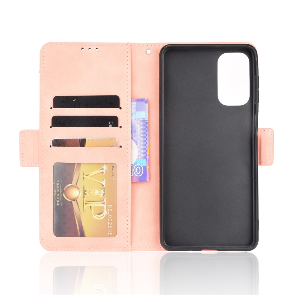 Caso de Telefone Ultrafino Projeto de Slot de Cartão Múltiplo TPU+PU Protetor de Capa da Carteira de Couro Para Samsung Galaxy M52 5G - Rosa