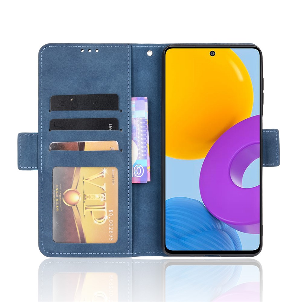 Ultra-thin Phone Case Multiple Card Slot Design TPU+PU Leather Wallet Cover Protector for Samsung Galaxy M52 5G - Blue-4