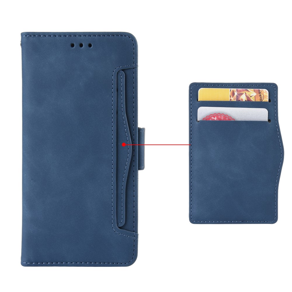 Ultra-thin Phone Case Multiple Card Slot Design TPU+PU Leather Wallet Cover Protector for Samsung Galaxy M52 5G - Blue-7