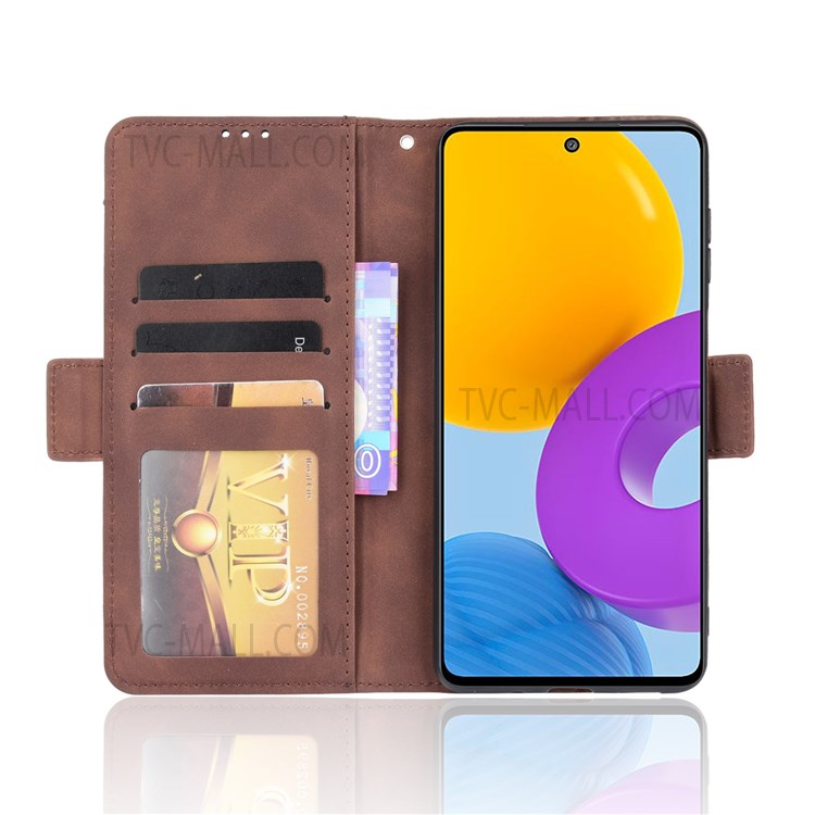 Ultra-thin Phone Case Multiple Card Slot Design TPU+PU Leather Wallet Cover Protector for Samsung Galaxy M52 5G - Brown-4