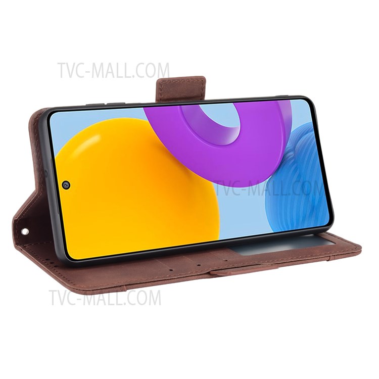Ultra-thin Phone Case Multiple Card Slot Design TPU+PU Leather Wallet Cover Protector for Samsung Galaxy M52 5G - Brown-5