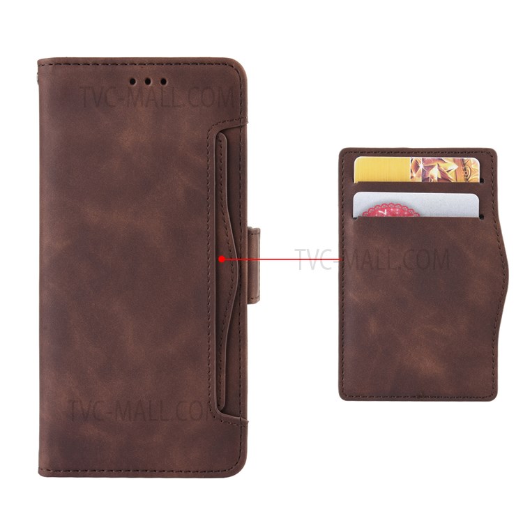 Ultra-thin Phone Case Multiple Card Slot Design TPU+PU Leather Wallet Cover Protector for Samsung Galaxy M52 5G - Brown-7