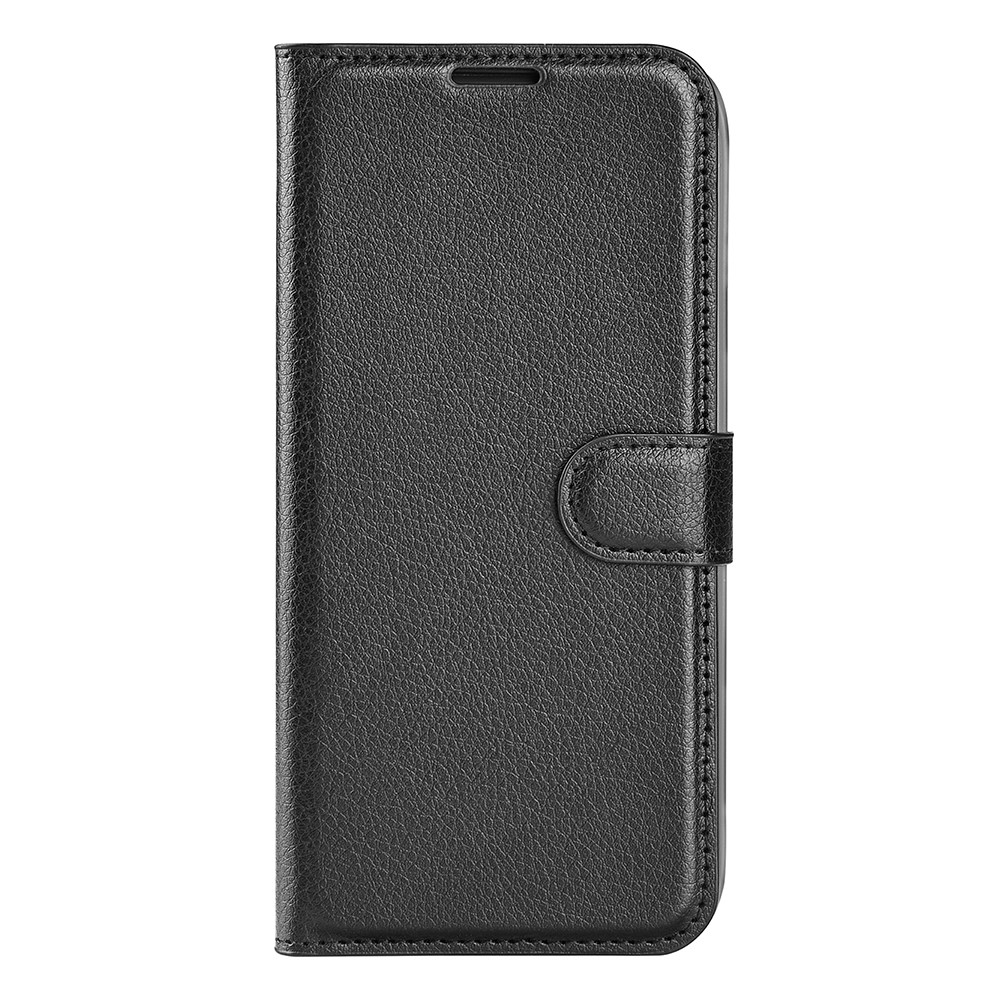 Solid Color Litchi Texture Scratch-resistant PU Leather Stand Wallet Flip Protective Phone Cover for Samsung Galaxy M22 - Black-2