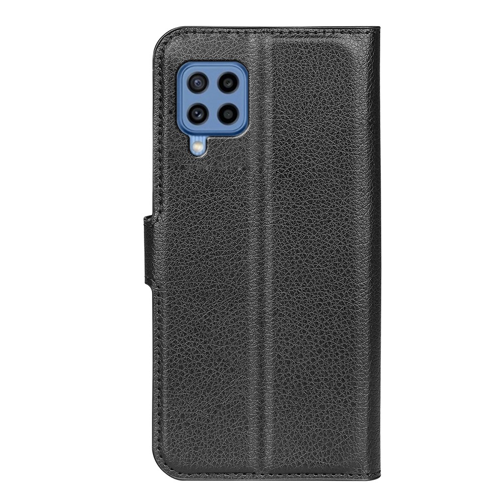 Solid Color Litchi Texture Scratch-resistant PU Leather Stand Wallet Flip Protective Phone Cover for Samsung Galaxy M22 - Black-3