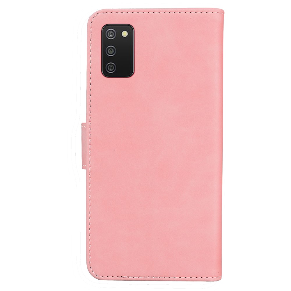 Stand Regolabile Design Big Butterfly Color Stampa Colore Skin-touch PU Portafoglio In Pelle Copertura Del Telefono Per Samsung Galaxy A02S (164.2x75.9x9.1mm) - Rosa